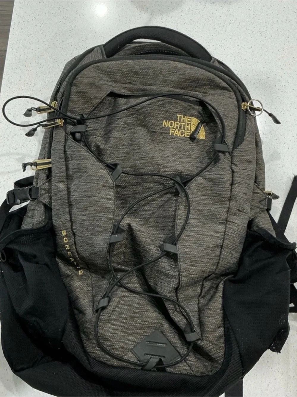 The North Face Borealis Backpack NF0A3KV4 School Hiking Bag Gray Black Gold